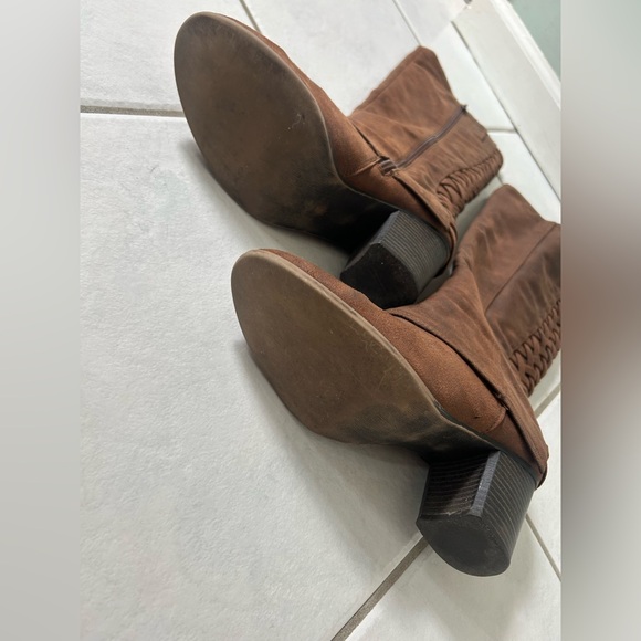 Furgalicious Women's Brown Braided Shaft Mid-Calf Boots - Picture 5 of 10